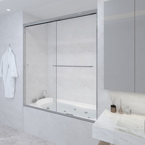 SL4U Bathroom Polished Chrome Framed Bathtub Double Sliding Shower Door, 60" W x 62" H  Door.