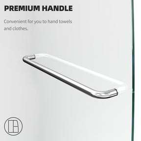 SL4U Shower frameless hinged tub door in Chrome with stainless steel Hardwares, 48'' W x 58'' H.