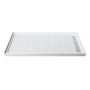 SL4U SMC Solid Shower Base for 60 x 32 Inch Shower Enclosure Right Shower Drain Included, 32"D x 60"W x 4"H Shower Tray Base, White.