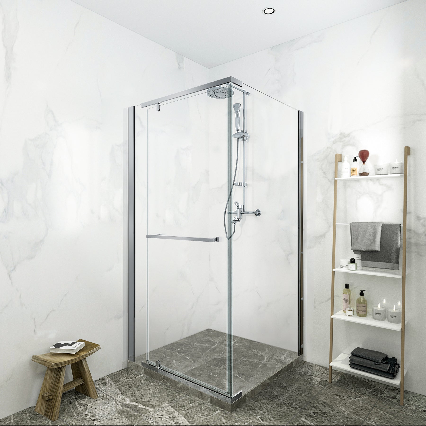 SL4U frameless pivot shower door in chrome