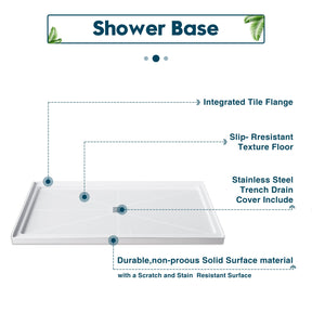 SL4U SMC Solid Shower Base for 48 x 32 Inch Shower Enclosure Center Shower Drain Included, 32"D x 48"W x 4"H Shower Tray Base, White.