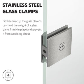 SL4U Frameless Sliding Shower Door With Side Panel, Brushed Nickel Stainless Steel.