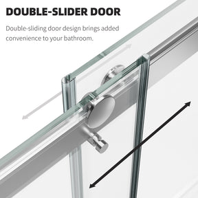 SL4U Frameless Shower Door 3/8" Clear Glass Sliding Door, Chrome Finish