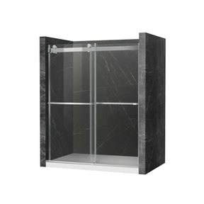 SL4U Frameless Shower Door 3/8" Clear Glass Sliding Door, Chrome Finish