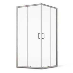 SL4U SHOWER Corner Sliding Shower Enclosure Door, Brushed Nickel Finish, 34"W x 34"D x 72"H/36"W x 36"D x 72"H.