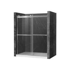 SL4U Frameless Sliding Shower Doors, Brushed Nickel Shower Enclosure