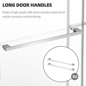 SL4U Frameless Shower Door 3/8" Clear Glass Sliding Door, Chrome Finish