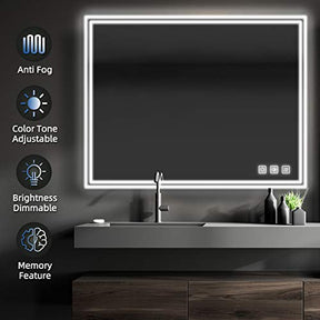 SL4U 48x36 inch Led Bathroom Mirror,Dimmable Bathroom Mirror with Lights.