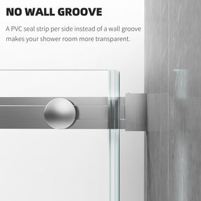 SL4U Frameless Shower Door 3/8" Clear Glass Sliding Door, Chrome Finish