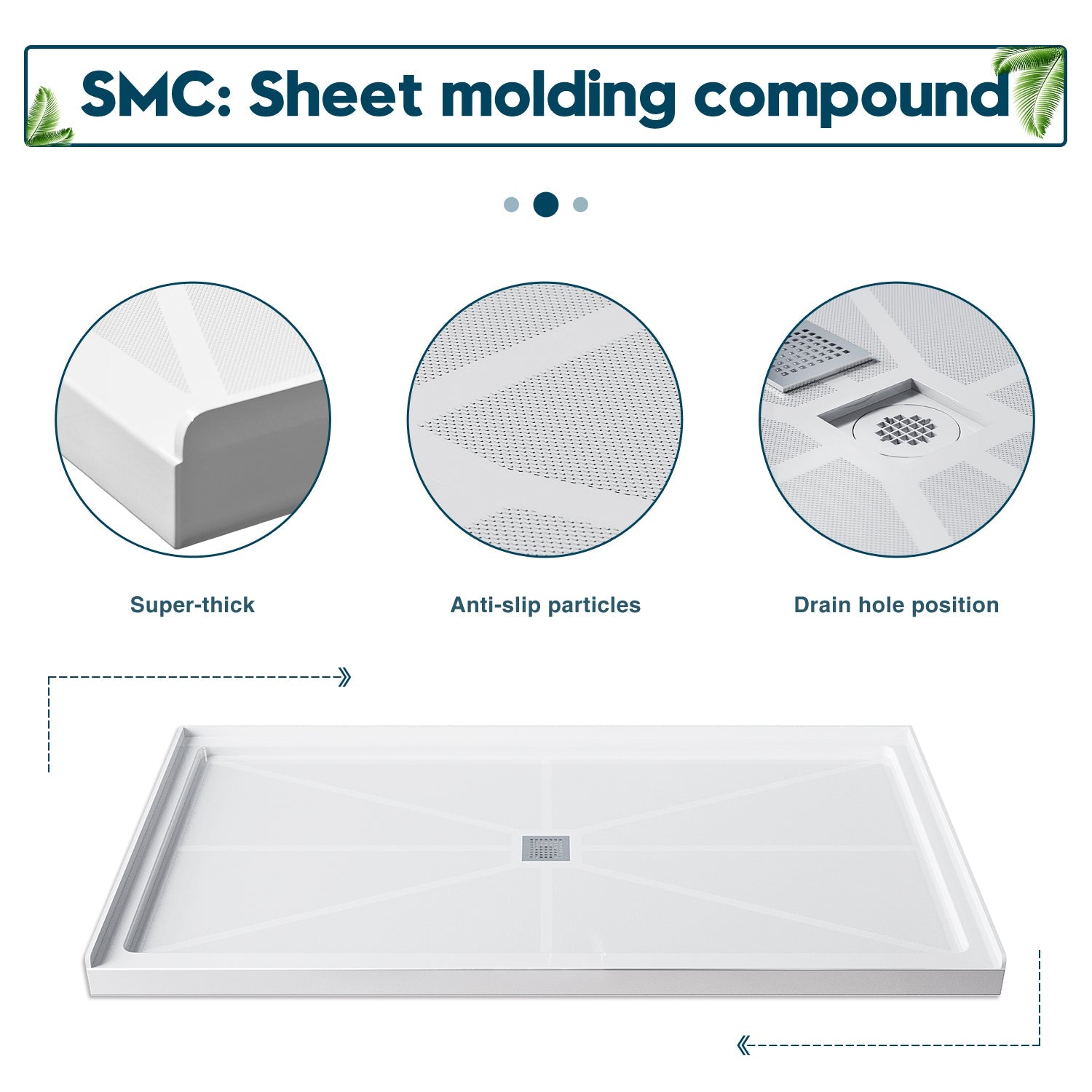 Sunny Shower 32 in. D x 4 in. H White Left Drain Rectangular Base, 32 in. W x 48 in. D x 4 in. H / White