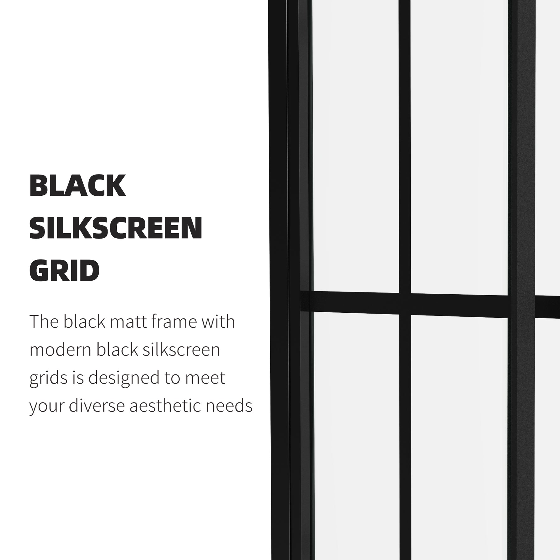SL4U Shower Sliding Black Silk Screen Grid Pattern Corner Shower Door, Matte Black Framed, Opening Shower Clear Glass Shower Enclosure, 36''W x 36''D x 72''H.
