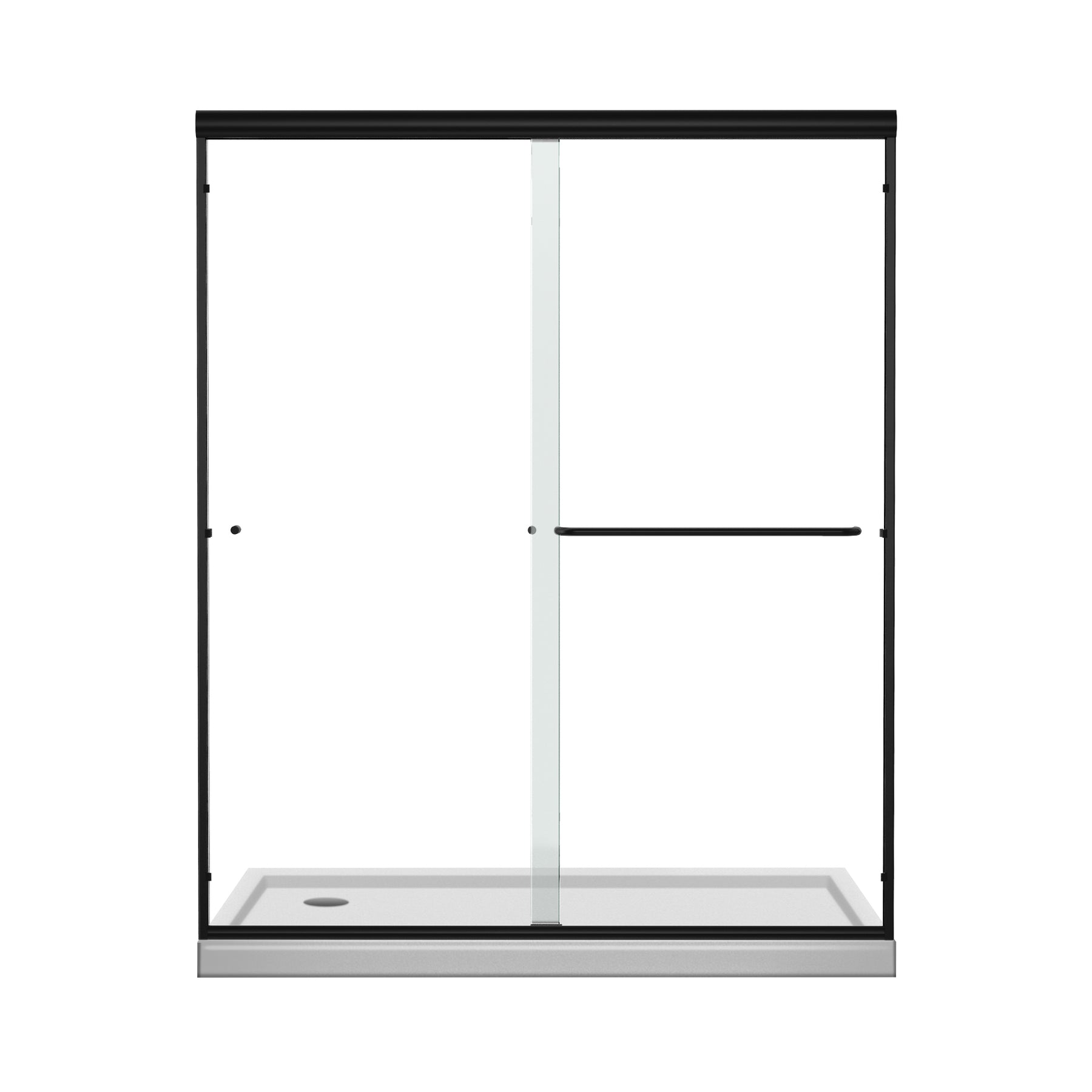 SL4U Framed Sliding Shower Door, Shower 1/4" Clear Glass, Matte Black Finish, 60" W x 72" H door.