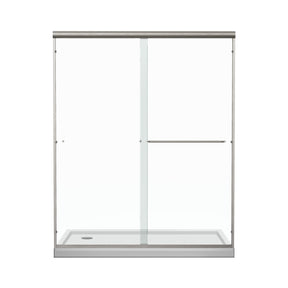 SL4U Framed Sliding Shower Door, Shower 1/4" Clear Glass, Brushed Nickel Finish, 48" W x 72" H door.