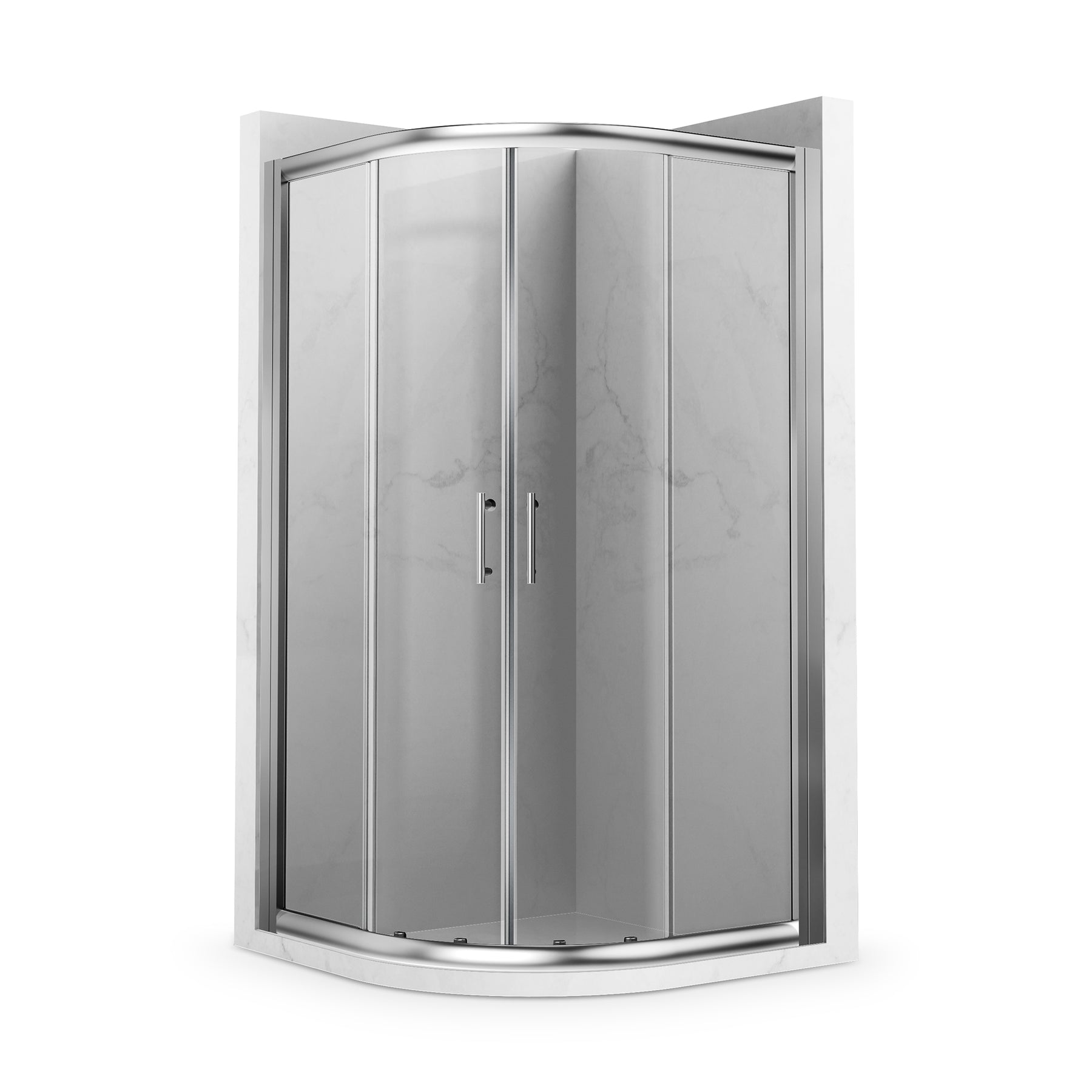 SL4U Round Corner Frameless Shower Enclosure, Double Sliding Shower Door, 38"D x 38"W x 72"H