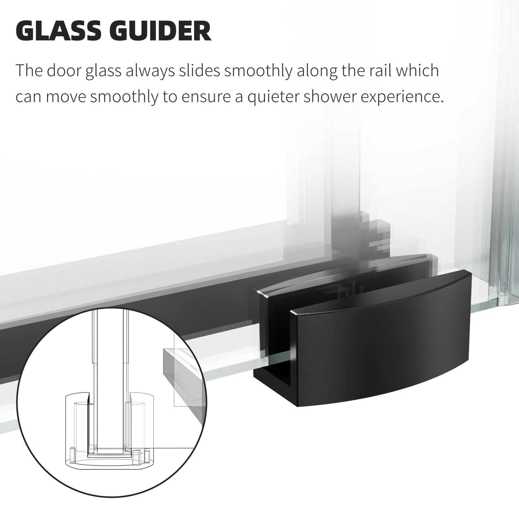 SL4U Glass Shower Doors, Frameless Shower Doors Black Hardware 60" W x 76" H.