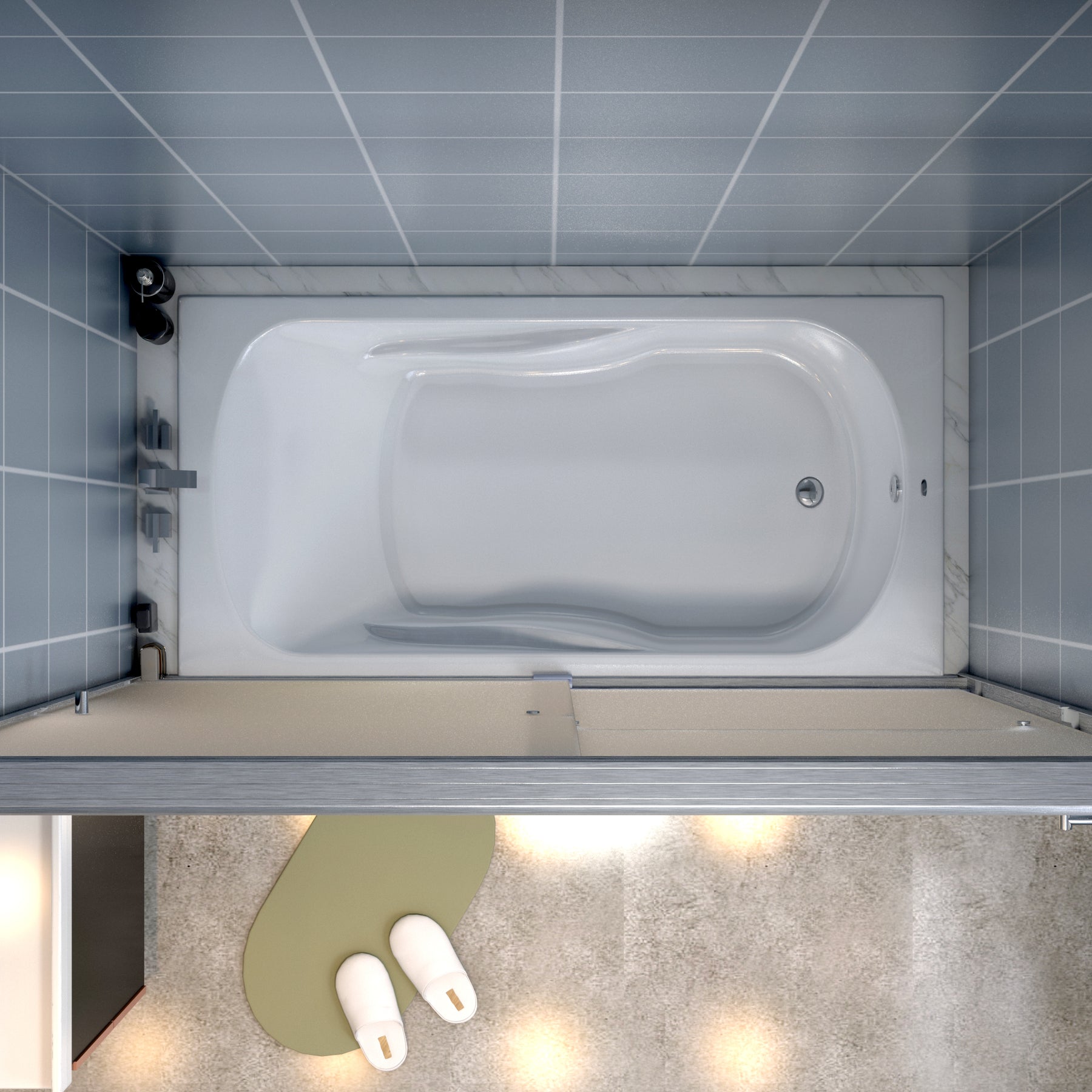 SL4U Bathroom Frosted Glass Brushed Nickel Finish Framed Bathtub Double Sliding Shower Door,  60" W x 57 3/8" H.
