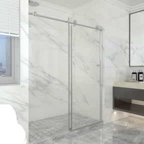 SL4U Frameless Sliding Shower Door with 3/8'' Clear Glass, Brushed Nickel Finish, 60'' W x 72-79'' H.