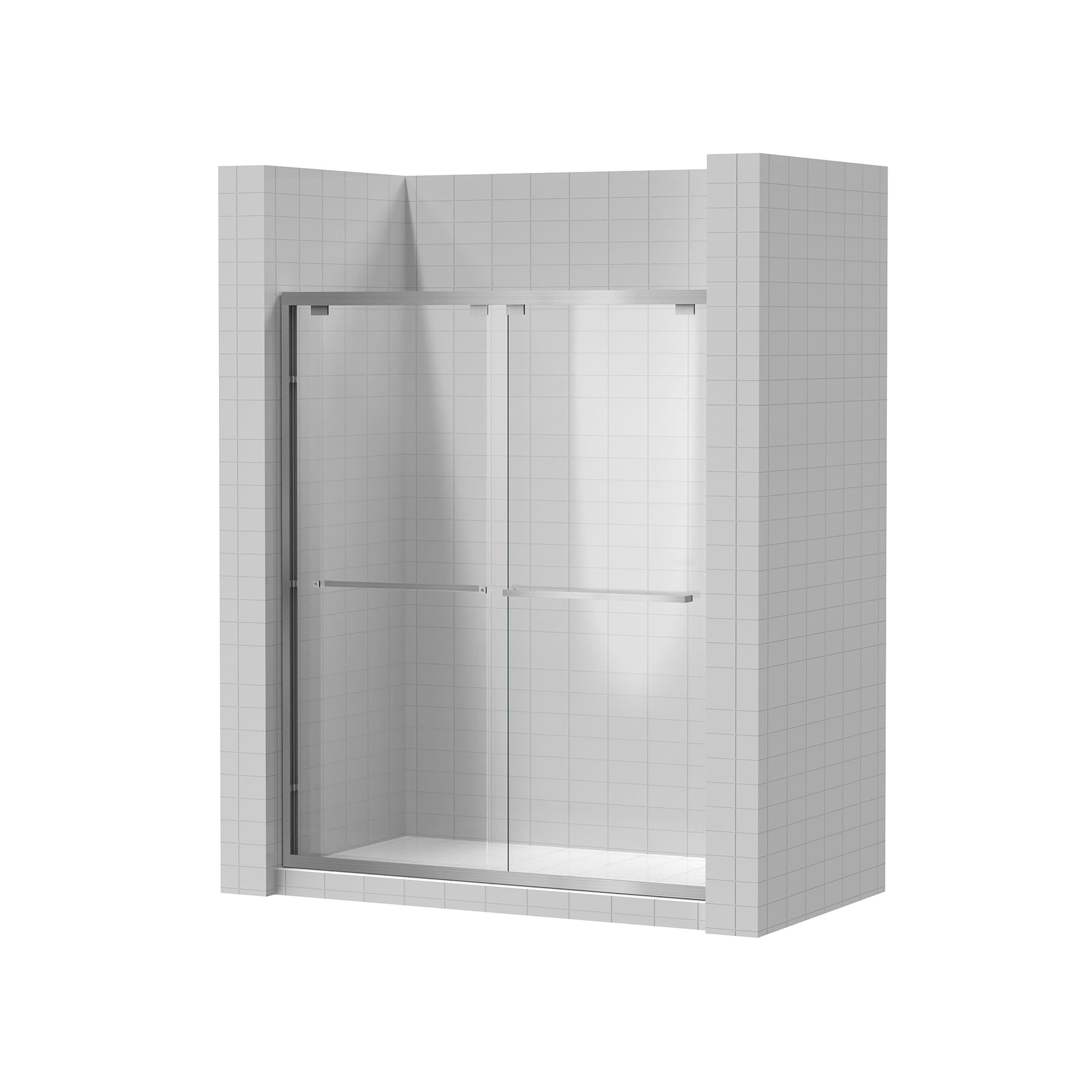 SL4U Double Sliding Shower Doors Glass Shower, Brushed Nickel 60'' W x 72''H