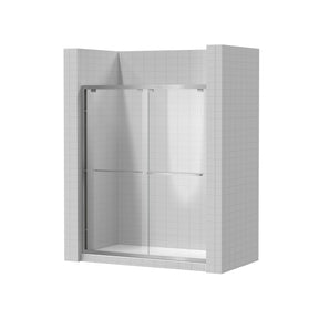 SL4U Double Sliding Shower Doors Glass Shower, Brushed Nickel 60'' W x 72''H