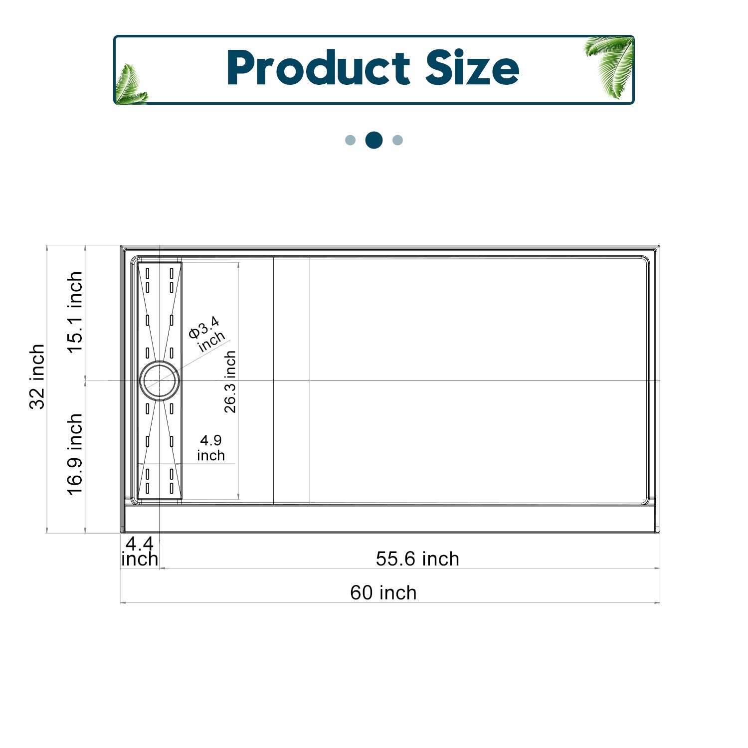 SL4U Shower Sheet Molding Compound(SMC) Shower Base for 60 x 32 Inch Shower Enclosure, Left Shower Drain Included, 32"D x 60"W x 4"H Shower Tray Base, White.