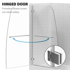 SL4U Hinged Bathtub Shower Door, Pivot Swing Shower Door, Chrome, 34" W x 58" H.