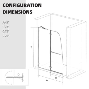 SL4U Frameless Hinged Glass Door, Polished Chrome Finish,