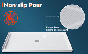 SL4U SMC Solid White Shower Base for 48''Wx 36''D Shower Enclosure, Center Shower Drain Included, 36"D x 48"W x 4"H Shower Tray Base.