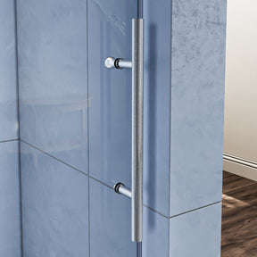 SL4U Sliding Bathtub Doors, 3/8" Clear Glass Frameless Shower Door, Stainless Steel.