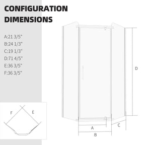 SL4U Shower Neo-Angle Corner Shower Enclosure With Frosted Glass