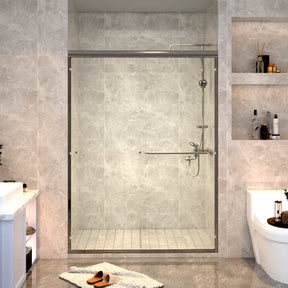 SL4U Framed Sliding Shower Door, Shower 1/4" Clear Glass, Brushed Nickel Finish, 60" W x 72" H door.