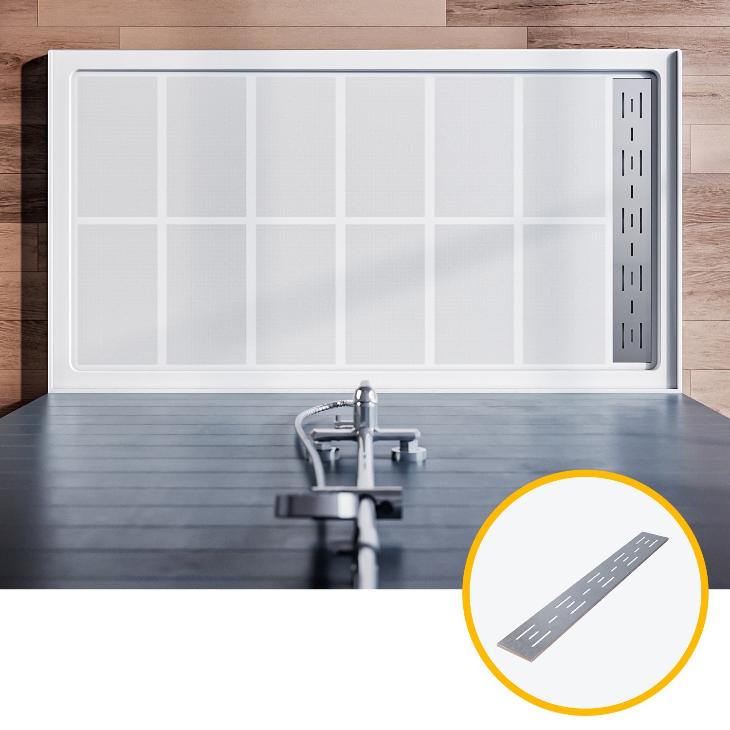 SL4U Shower Sheet Molding Compound(SMC) Shower Base for 60 x 32 Inch Shower Enclosure, Left Shower Drain Included, 32"D x 60"W x 4"H Shower Tray Base, White.